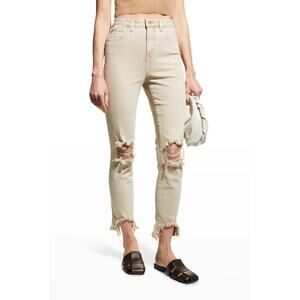 L'agence High Line Distressed Cropped High Rise Skinny Jeans Sz 28 quiet Luxury